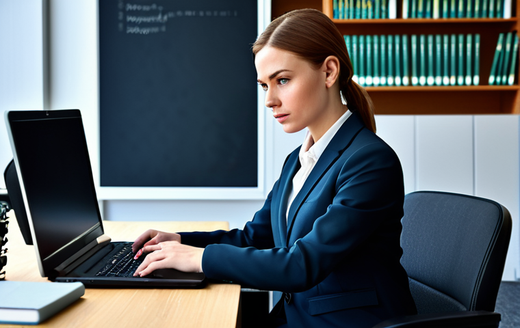 Business Professional Adapting to Change**
"A determined businesswoman, fully clothed in a stylish and modest business suit, sitting at her desk which is filled with books and a laptop displaying a coding tutorial, modern office background, professional attire, safe for work, appropriate content, perfect anatomy, correct proportions, natural pose, professional, high quality, learning new skills, adaptable, determined expression."
**