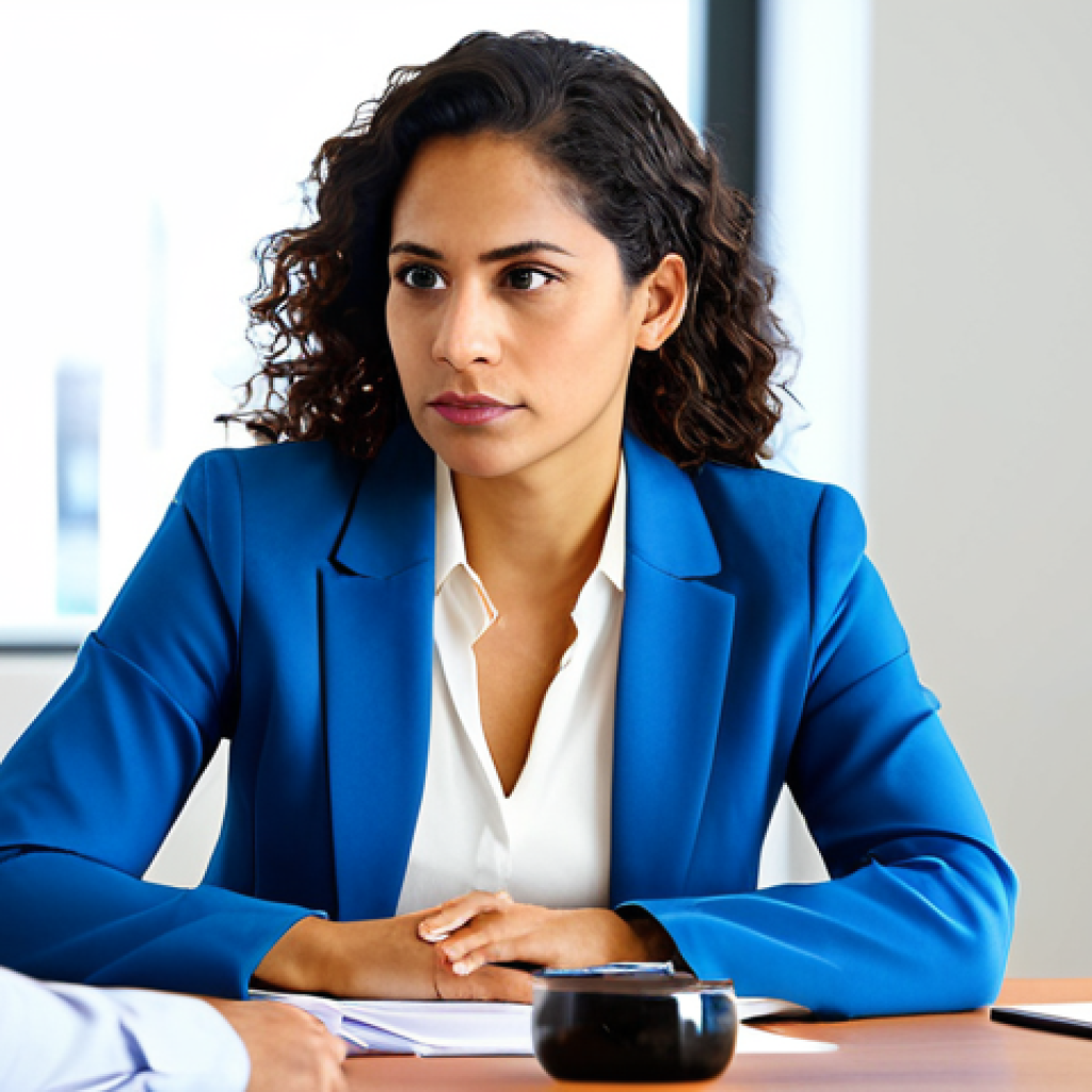 자기 발견을 위한 심리적 기법 - Values & Decision Making**
"A determined Latina businesswoman in a modern, brightly lit office, ful...