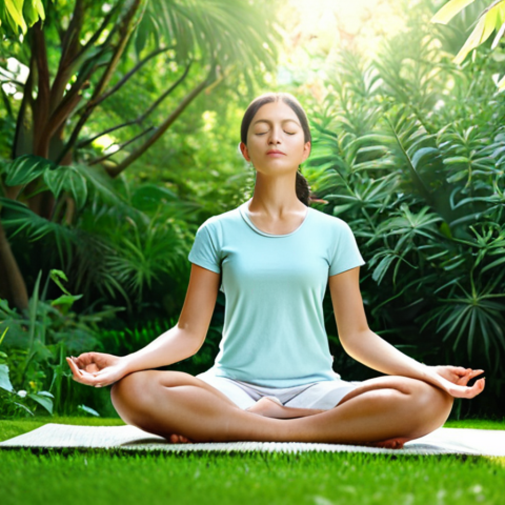역경 후 긍정적 변화를 위한 작은 습관 만들기 - Meditation and Calm**
"A woman in comfortable, modest clothing is meditating in a serene garden, su...