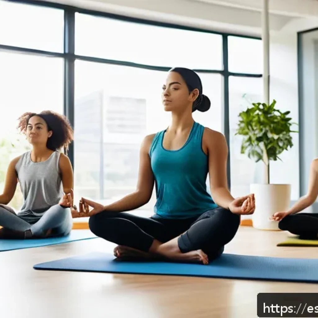 역경 후 성장을 위해 필요한 자원 찾기 - A serene indoor scene showing a diverse group of young professionals practicing mindfulness meditati...
